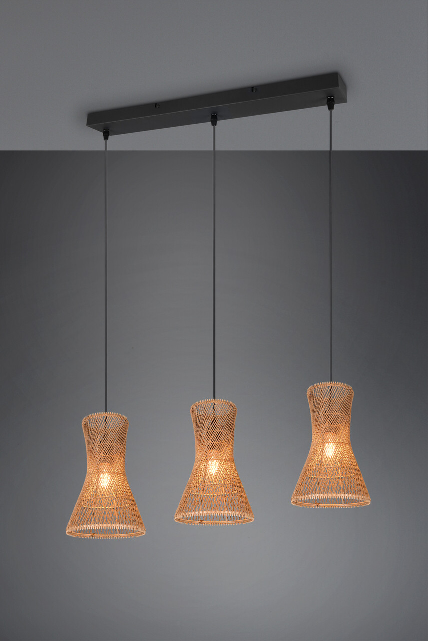 Lustra Bijou, RL, 75x20x150 cm, 10W, 3x E27, hartie, negru mat/maro - imagine 7